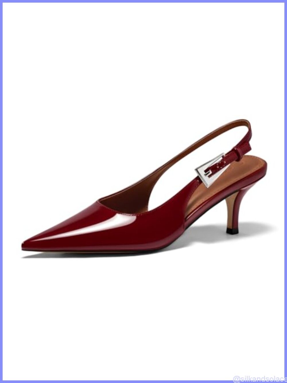 Womens Slingback Kitten Heels Pointed Toe Buckle Pumps Dress Shoes